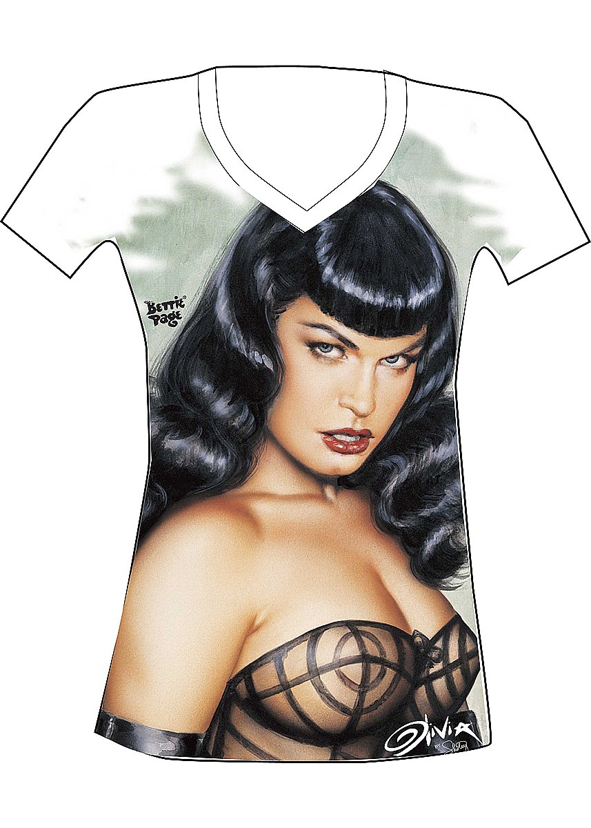 Tričko s potiskem sexy Bettie Page 0209 XL bílá Shirley of Hollywood