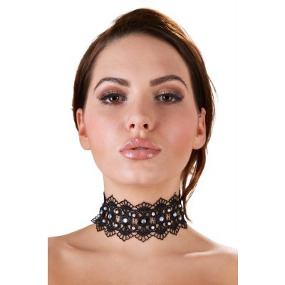 Embroidered Choker+Rhinestones