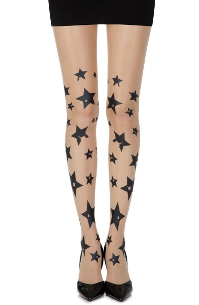 “Shooting Stars” Skin Sheer Print Tights