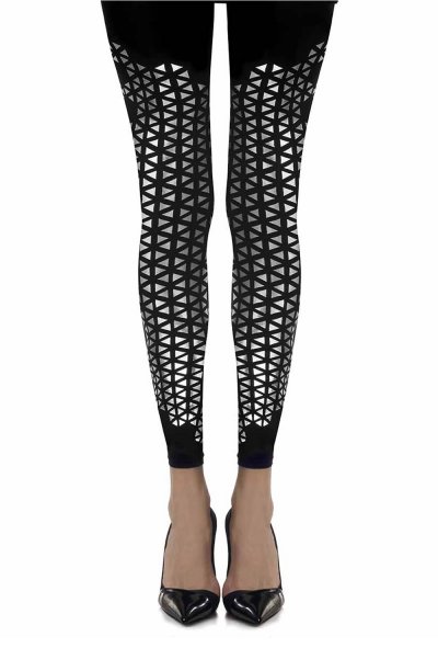 “Beat Goes On” Black Print Footless Tights