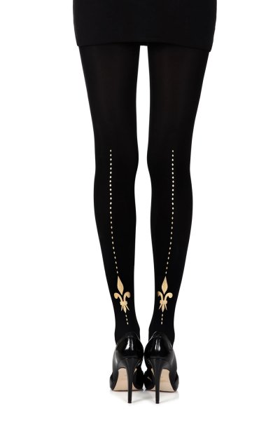 “Lily Of The Valley” Black Print Tights