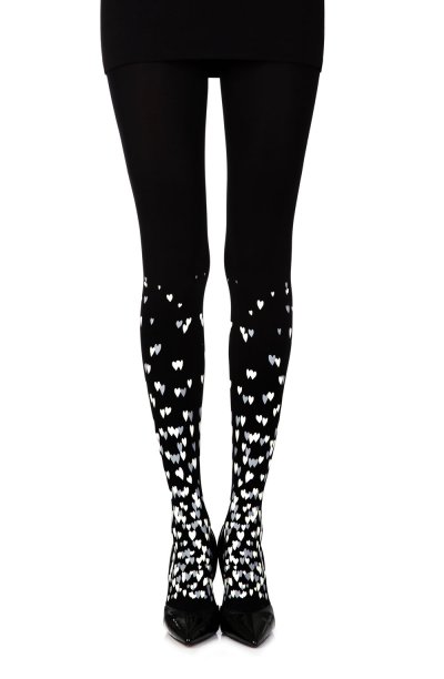 “Queen Of Hearts” Black Print Tights