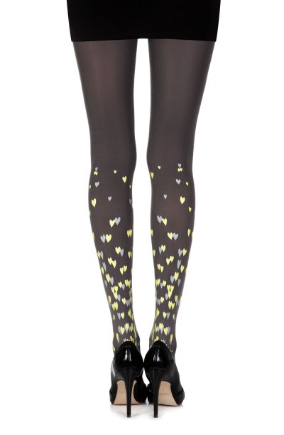 “Queen Of Hearts” Grey Print Tights