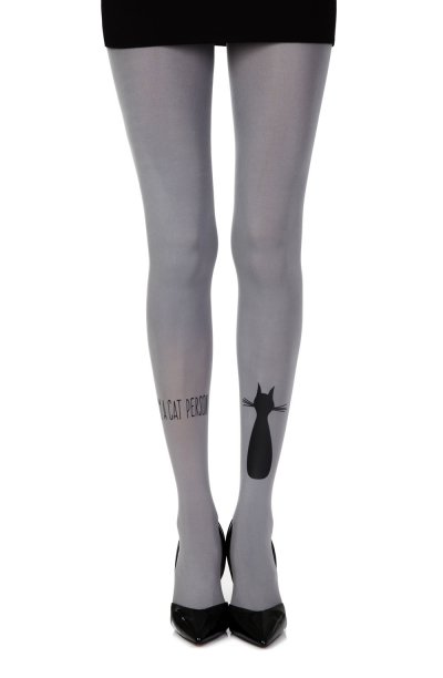 “Smelly Cat” Grey Print Tights