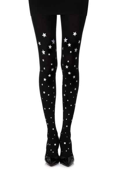 “Star Light” Black Print Tights