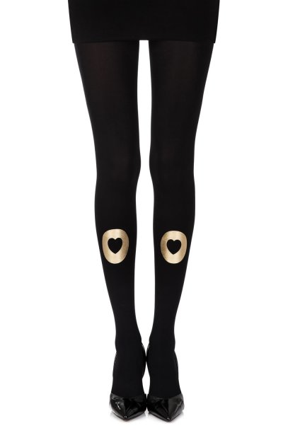 “Into My Heart” Black Print Tights