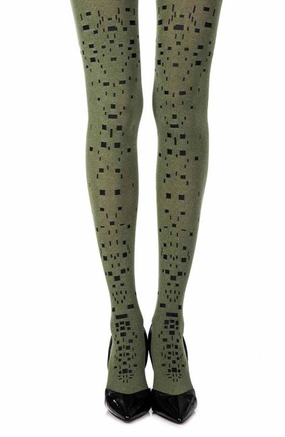 "Keyboard" Green Print Tights