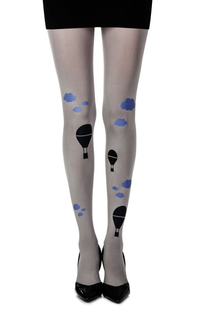 “Hot Air Balloon” Grey Print Tights