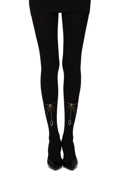 “Lucky Charm” Black Print Tights