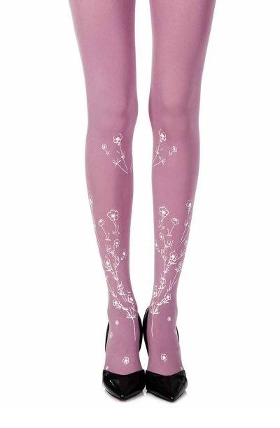 “Wild Roses” Violet Print Tights