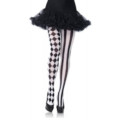 Pantyhose With Harlequin Print - Black/White