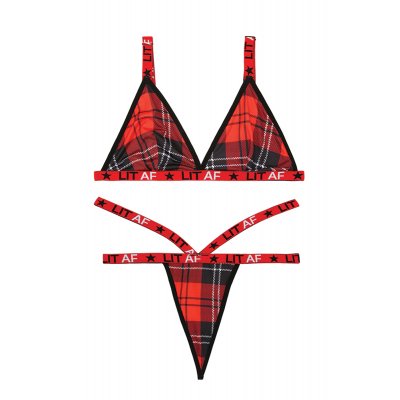 Plaid Patterned Bra Set