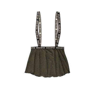 Skater Skirt With Suspenders - Black/Gold