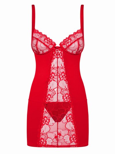 Heartina Negligee With Thong - Red