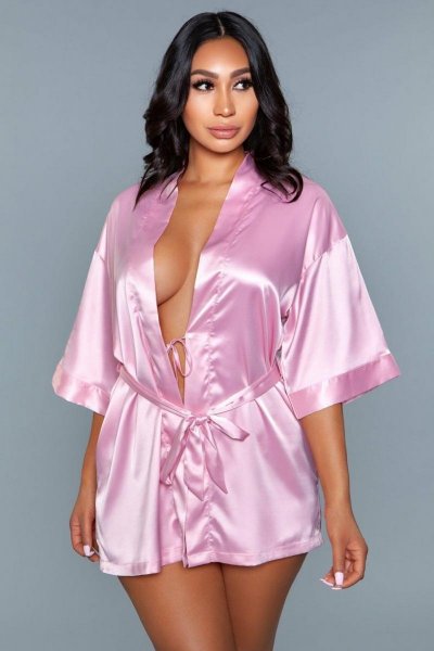 Getting Ready Satin Kimono - Pink