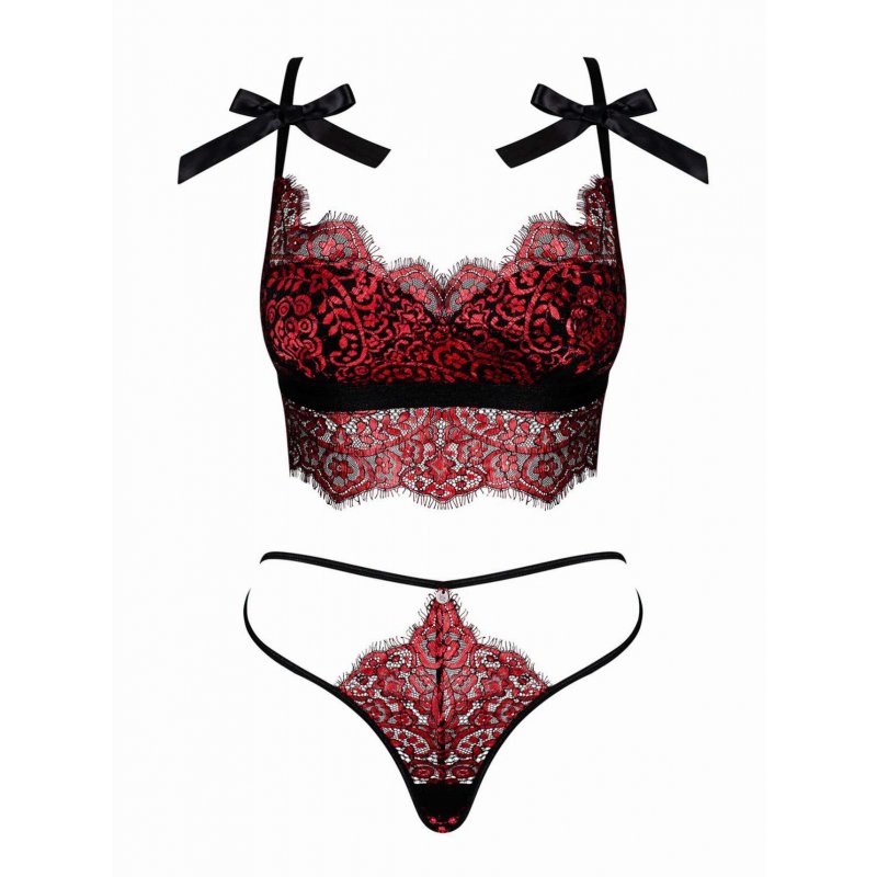 Redessia 2-piece Lace Bra Set - Red/Black S/M černá Obsessive