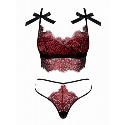 Redessia 2-piece Lace Bra Set - Red/Black
