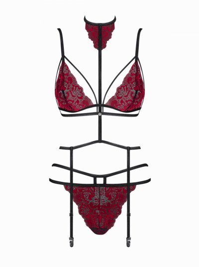 Sugestina 3-Piece Suspender Set - Black/Red