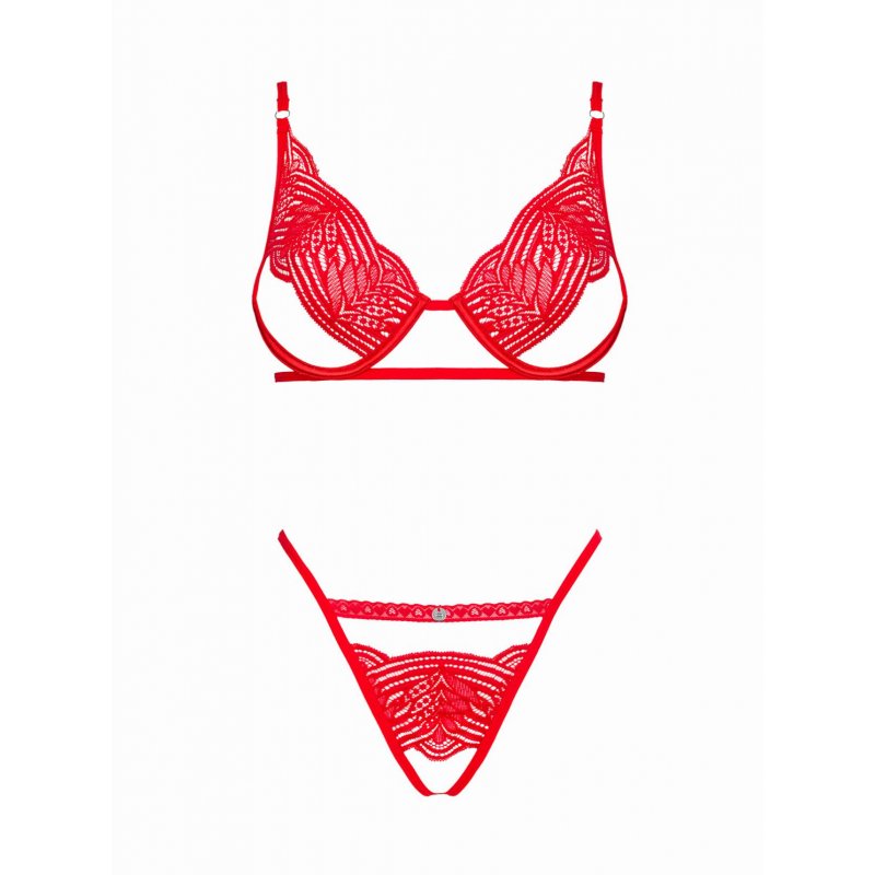Mellania Bra Set With Sexy Thong - Red L/XL červená Obsessive
