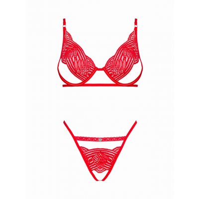 Mellania Bra Set With Sexy Thong - Red