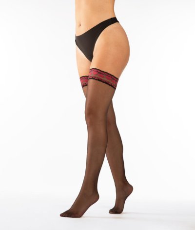 Stay up stockings Lovebirds - black